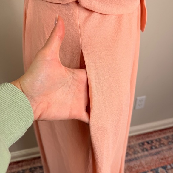 Gal Meets Glam Jane Tie Waist Midi Dress in Peach Pockets Size 2 NWT - Picture 9 of 16